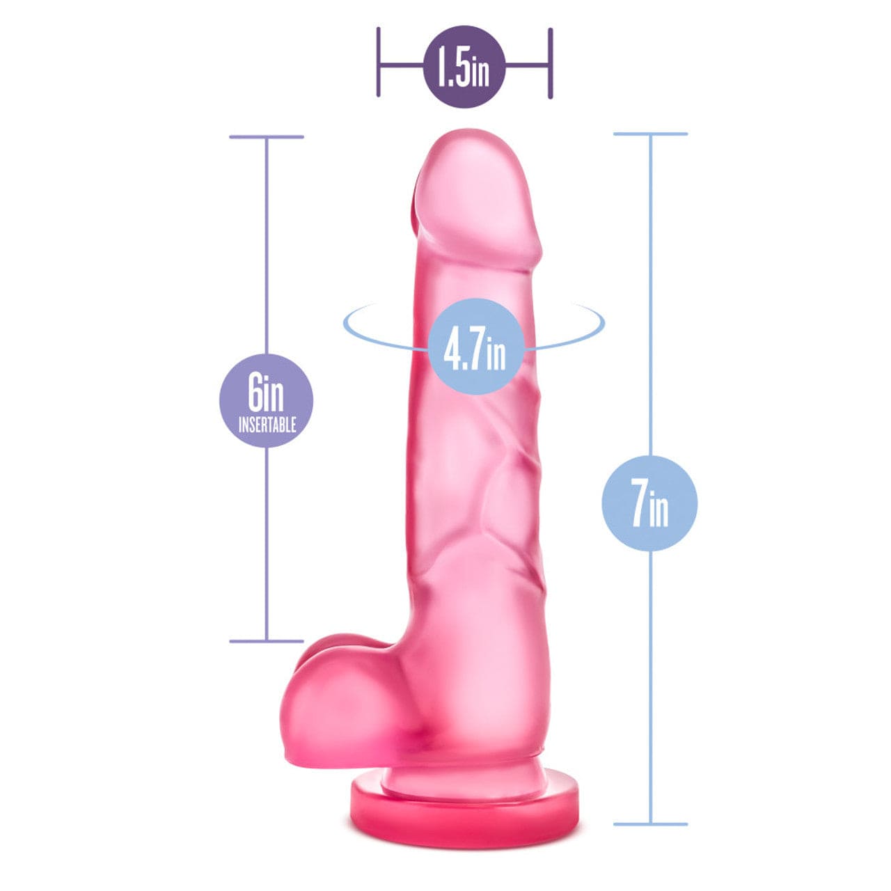 Blush Novelties - B Yours Sweet n Hard 4 Realistic Dildo with Balls 7" (Pink) BN1132 CherryAffairs
