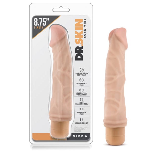 Blush Novelties - Dr Skin Vibe 6 Dong Vibrating Realistic Dildo 9" (Beige) BN1121 CherryAffairs