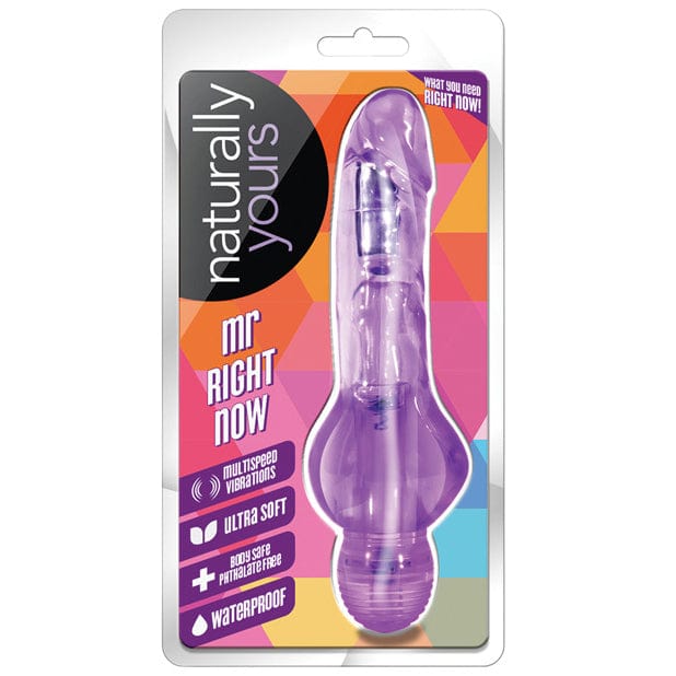 Blush Novelties - Naturally Yours Mr Right Now Vibrating Realistic Dildo 6.5" (Purple) BN1130 CherryAffairs