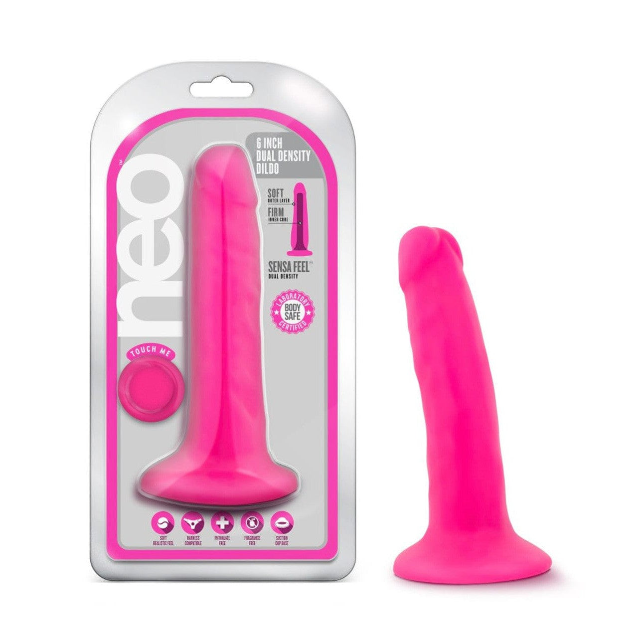 Blush Novelties - Neo Dual Density Realistic Cock 6"  Pink 819835021483 Realistic Dildo with suction cup (Non Vibration)