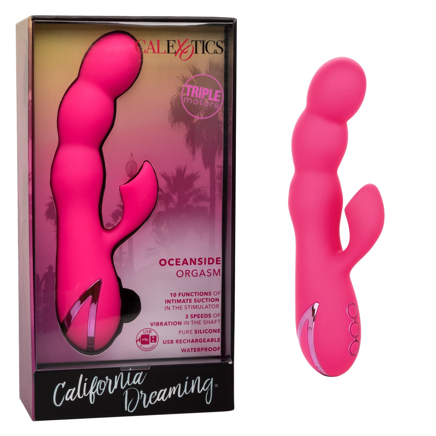 California Exotics - California Dreaming Oceanside Orgasm Suction Rabbit Vibrator (Pink) CE1966 CherryAffairs