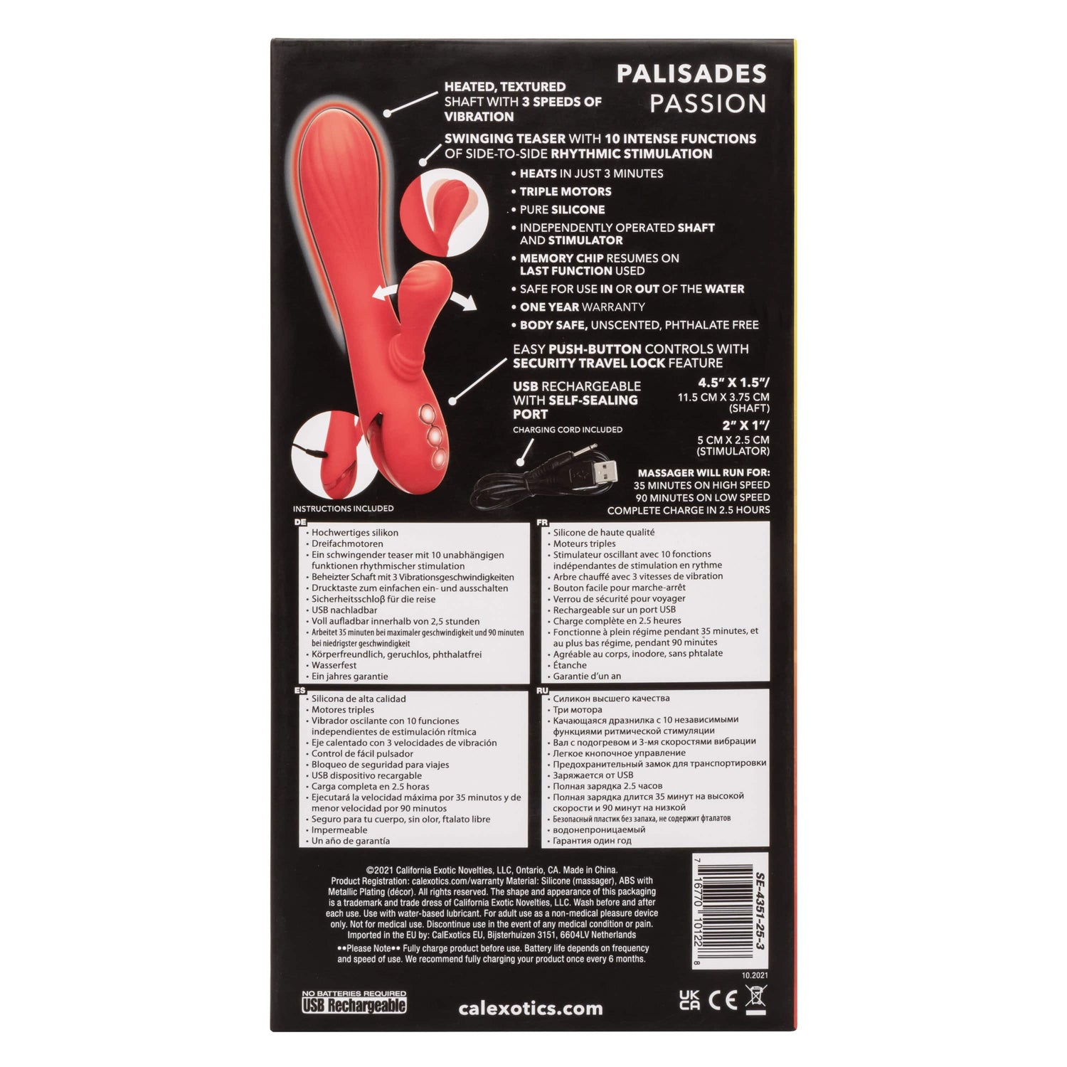 California Exotics - California Dreaming Palisades Passion Heat Swing Rabbit Vibrator (Red) CE1967 CherryAffairs