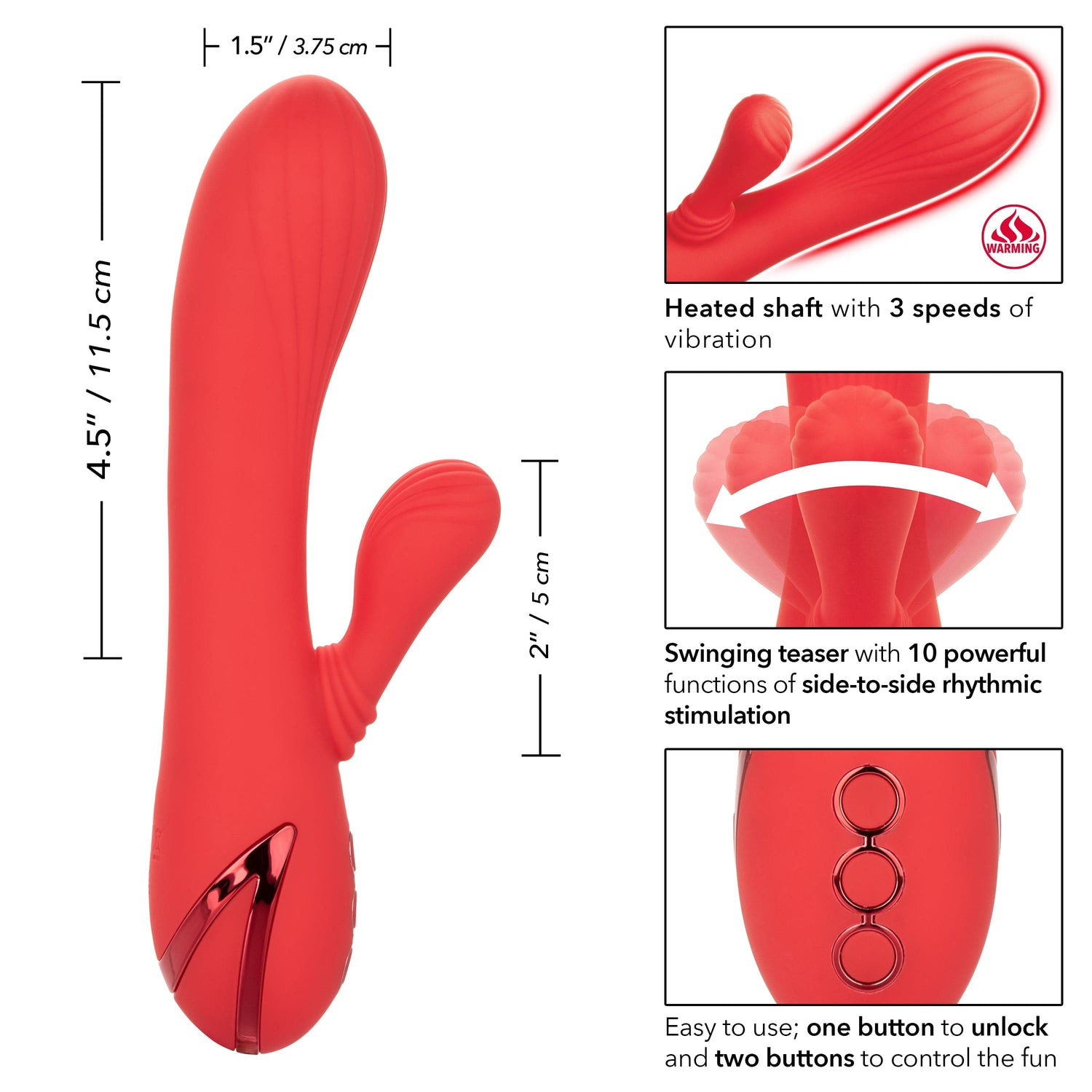 California Exotics - California Dreaming Palisades Passion Heat Swing Rabbit Vibrator (Red) CE1967 CherryAffairs