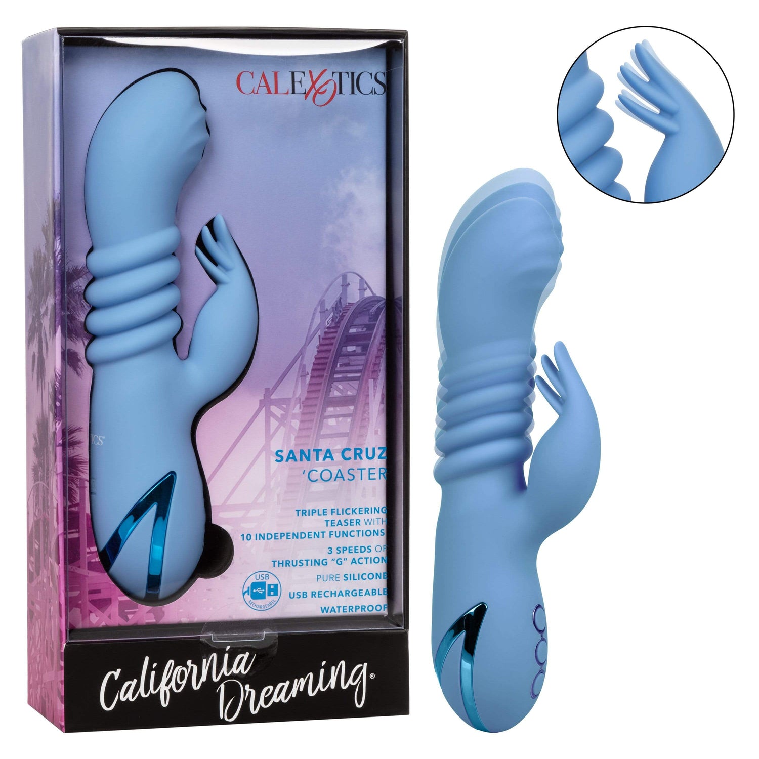 California Exotics - California Dreaming Santa Cruz 'Coaster Rabbit Vibrator (Blue) CE1875 CherryAffairs