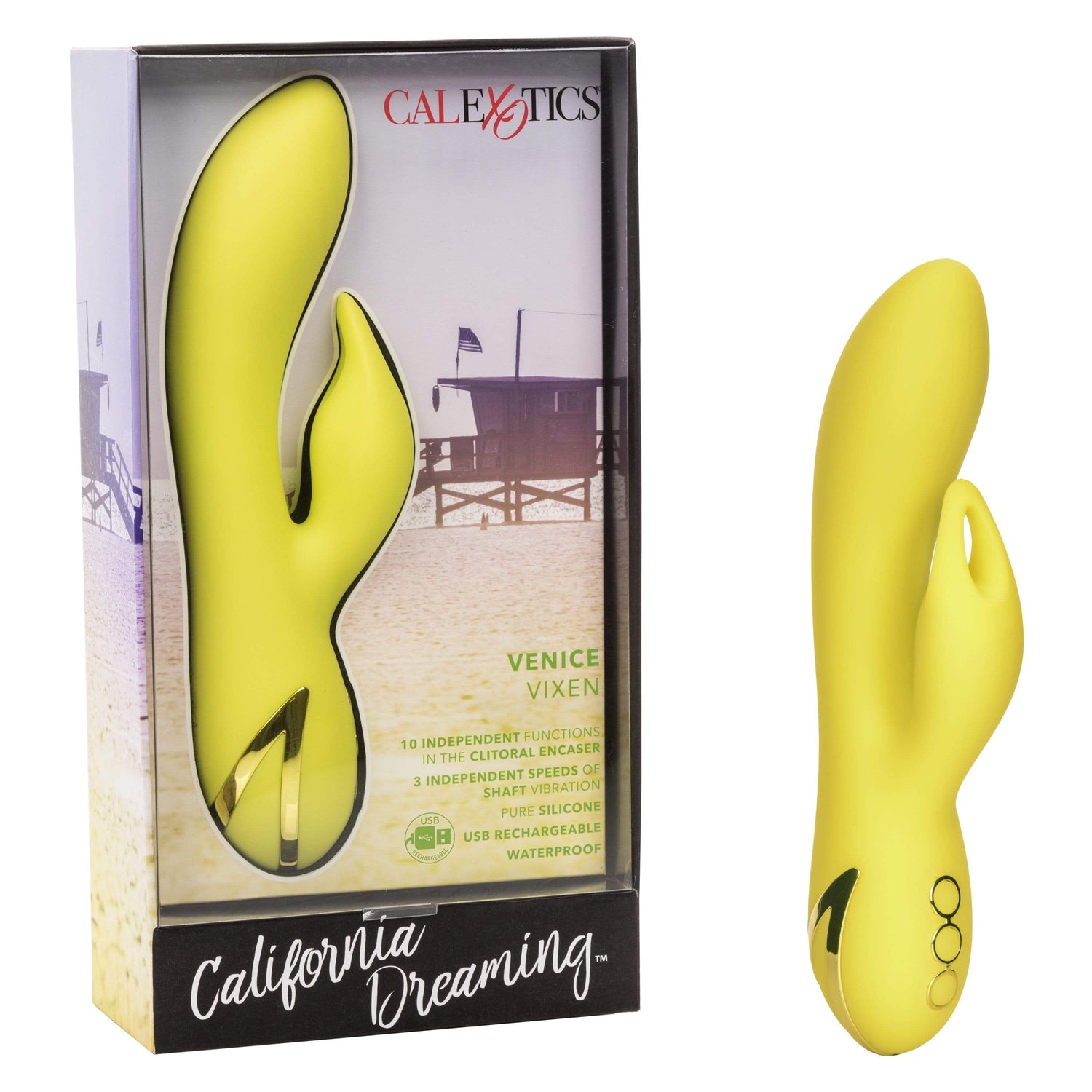 California Exotics - California Dreaming Venice Vixen Rabbit Vibrator (Yellow) CE1828 CherryAffairs