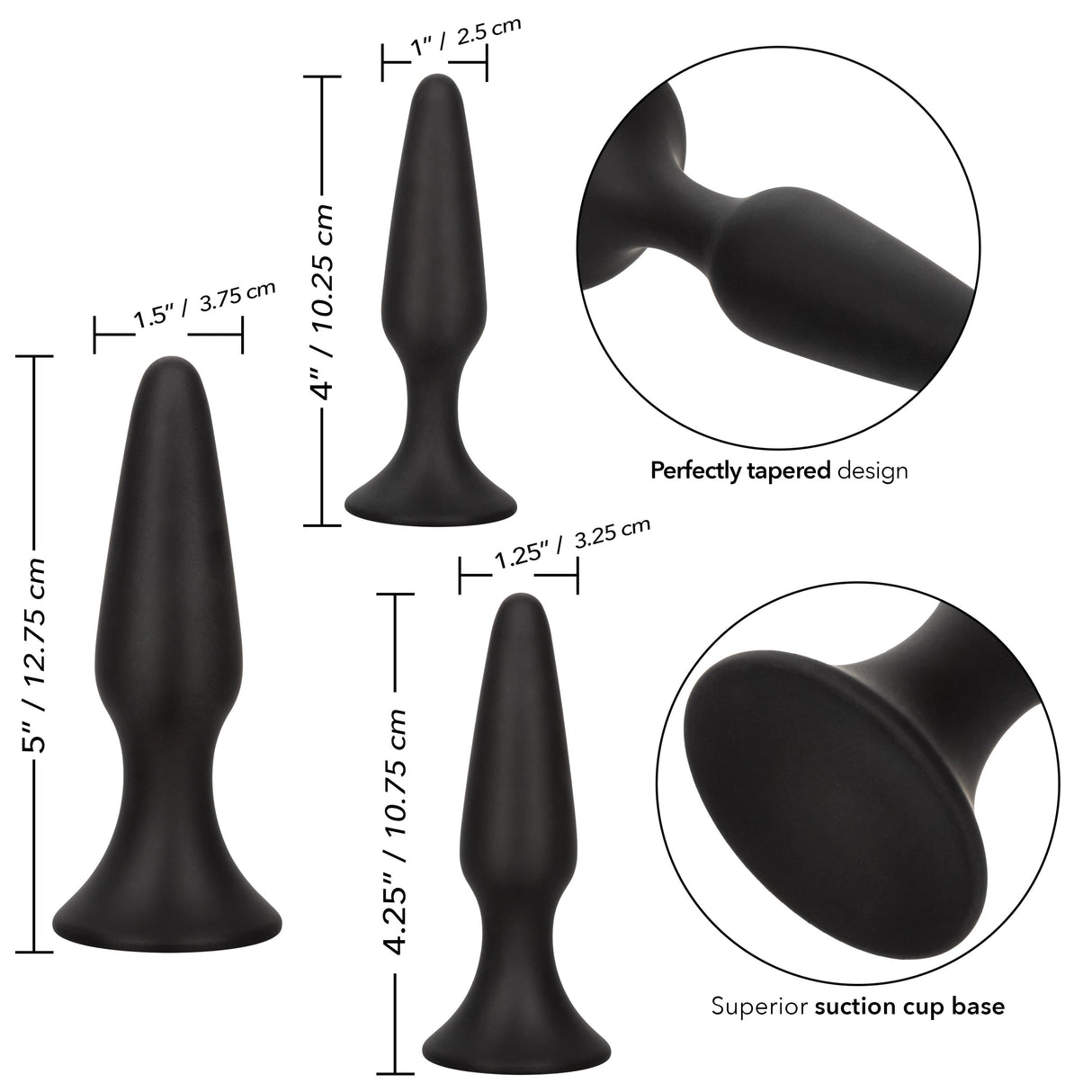 California Exotics - Colt Silicone Anal Trainer Kit 3 Plugs (Black) CE1892 CherryAffairs