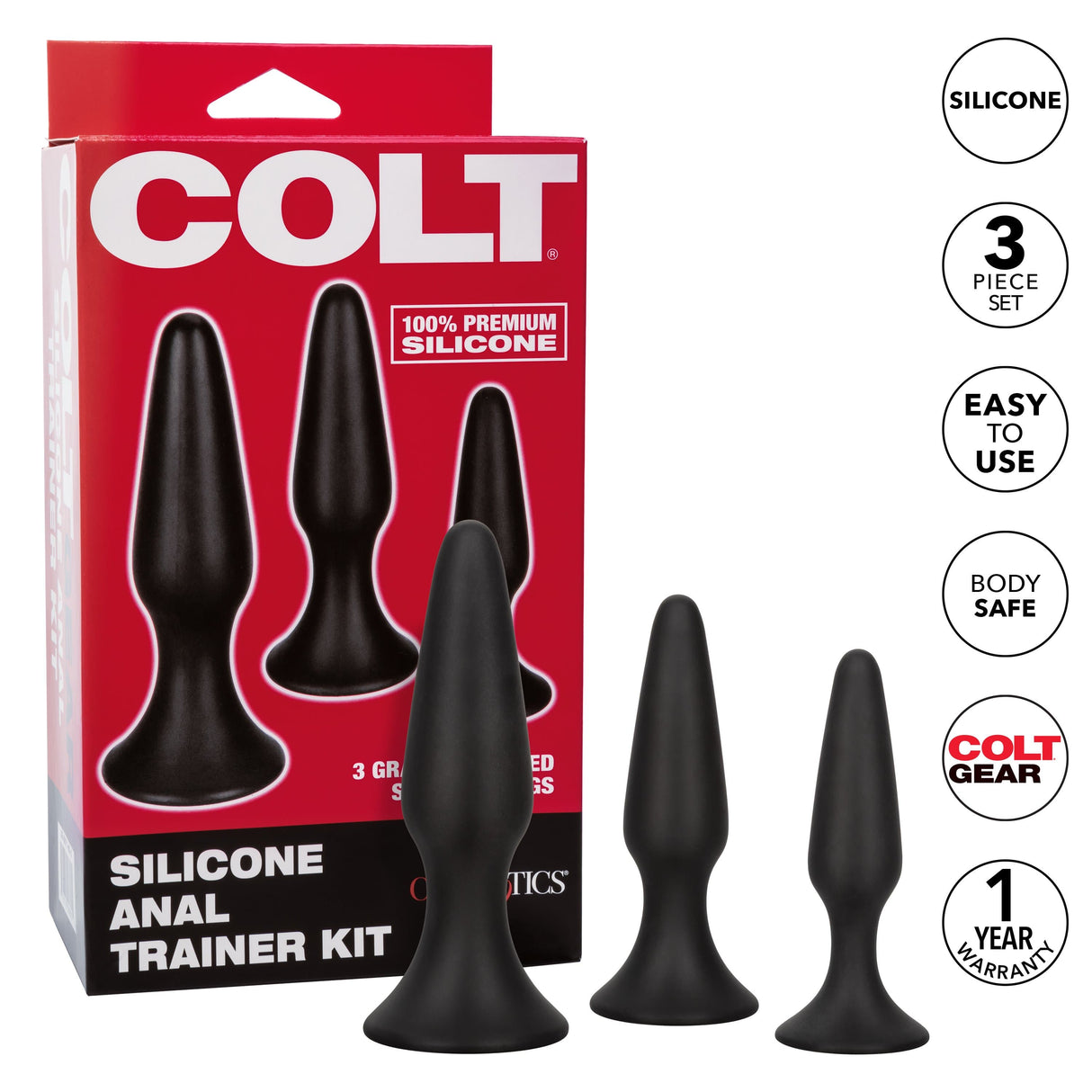 California Exotics - Colt Silicone Anal Trainer Kit 3 Plugs (Black) CE1892 CherryAffairs