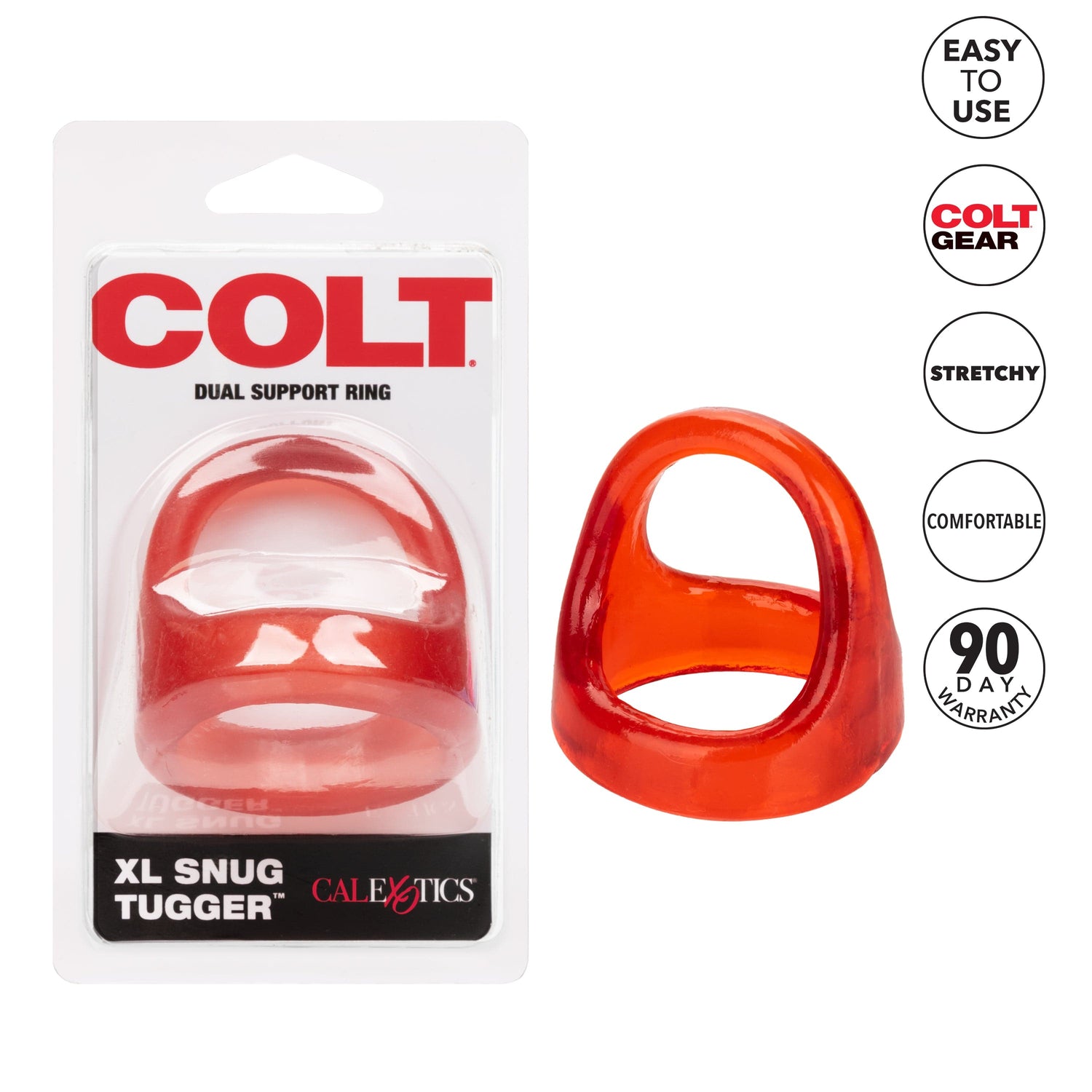 California Exotics - COLT XL Snug Tugger Dual Support Cock Ring (Red) CE1920 CherryAffairs