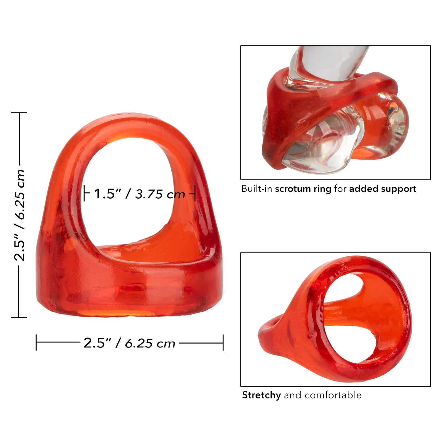 California Exotics - COLT XL Snug Tugger Dual Support Cock Ring (Red) CE1920 CherryAffairs