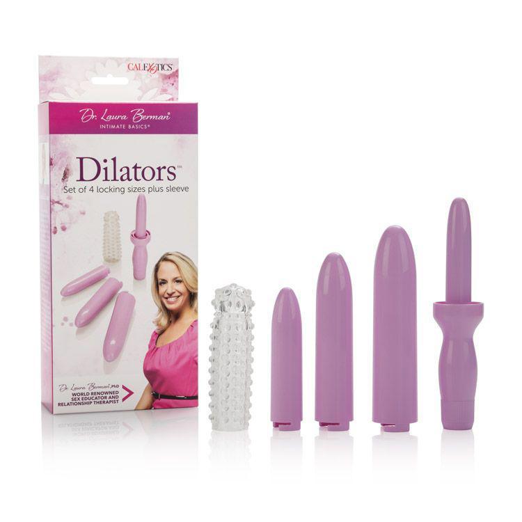California Exotics - Dr. Laura Berman Dilators Set Of 4 Locking Sizes Plus Sleeve (Purple) CE1422 CherryAffairs