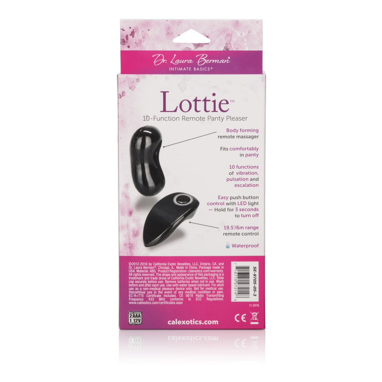 California Exotics - Dr Laura Berman Lottie 10 Function Remote Panty Pleaser (Black) CE1468 CherryAffairs