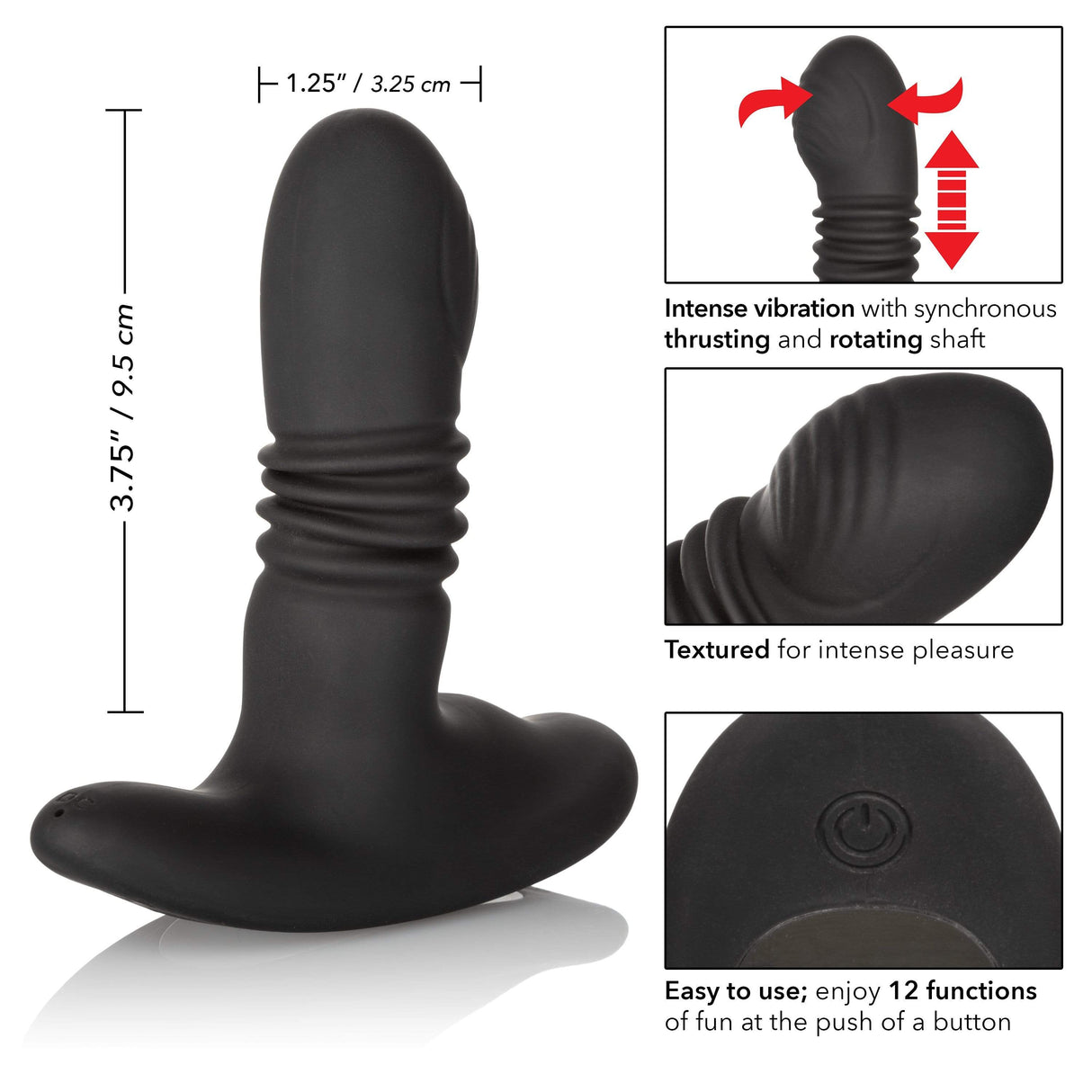 California Exotics - Eclipse Thrusting Rotator Probe Massager (Black) CE1679 CherryAffairs