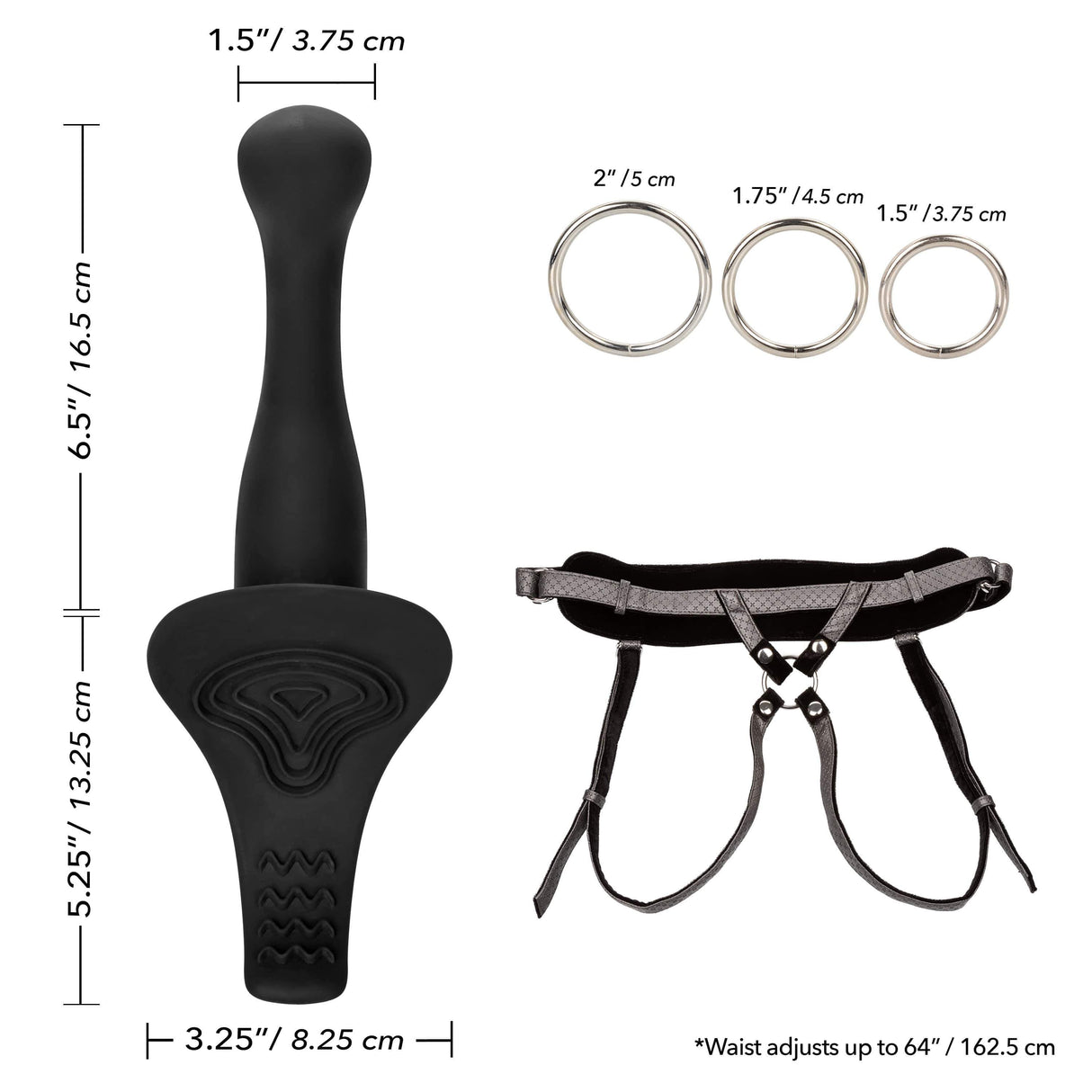 California Exotics - Her Royal Harness Crotchless Strap On The Royal Vibrating Set (Black) CE1761 CherryAffairs