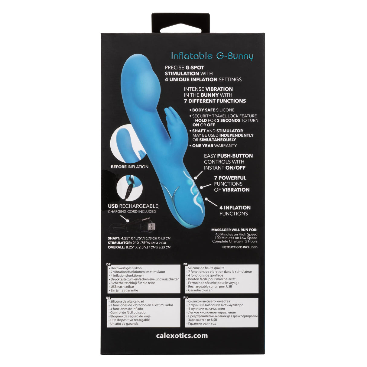 California Exotics - Insatiable G Inflatable G Bunny Vibrator (Blue) CE1881 CherryAffairs