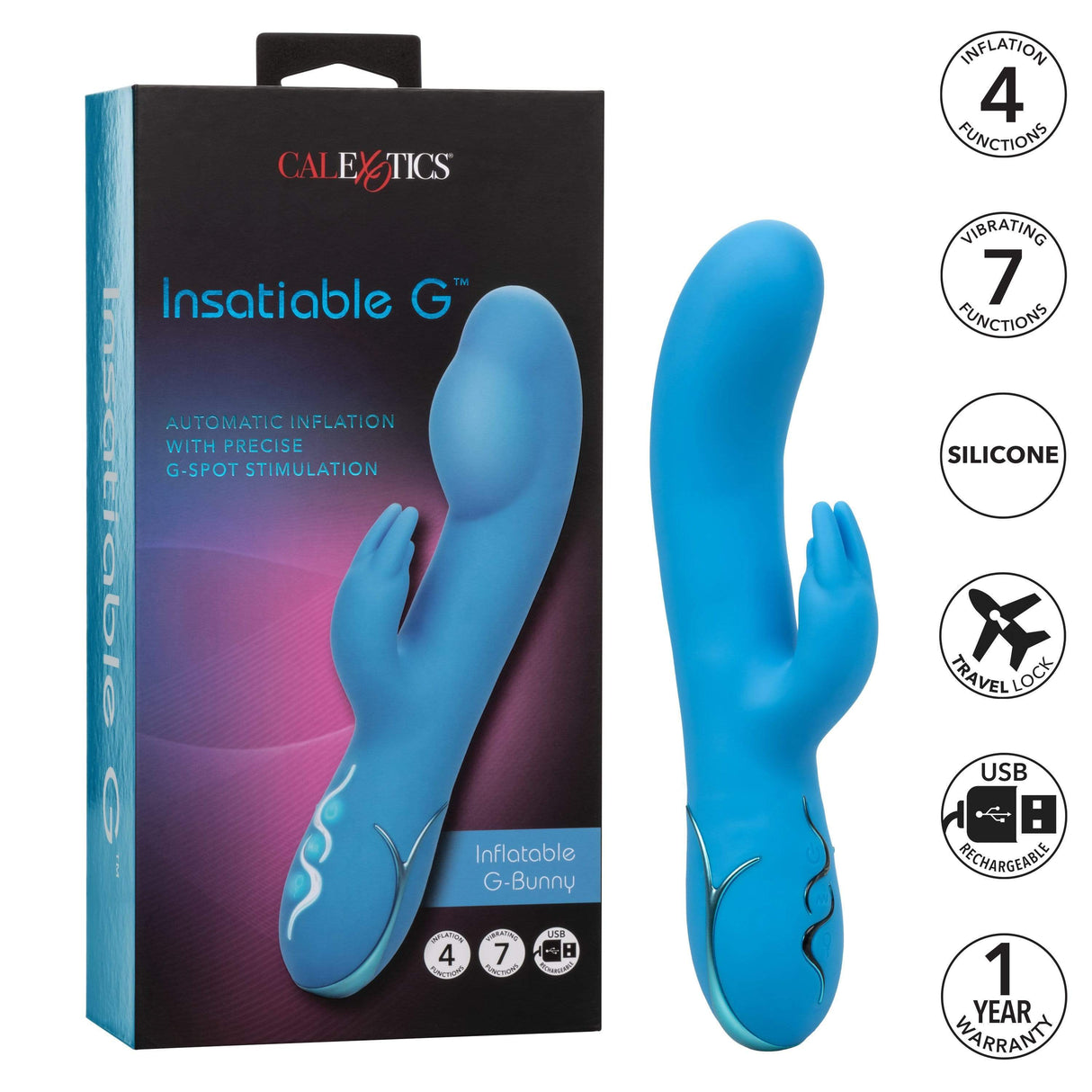 California Exotics - Insatiable G Inflatable G Bunny Vibrator (Blue) CE1881 CherryAffairs