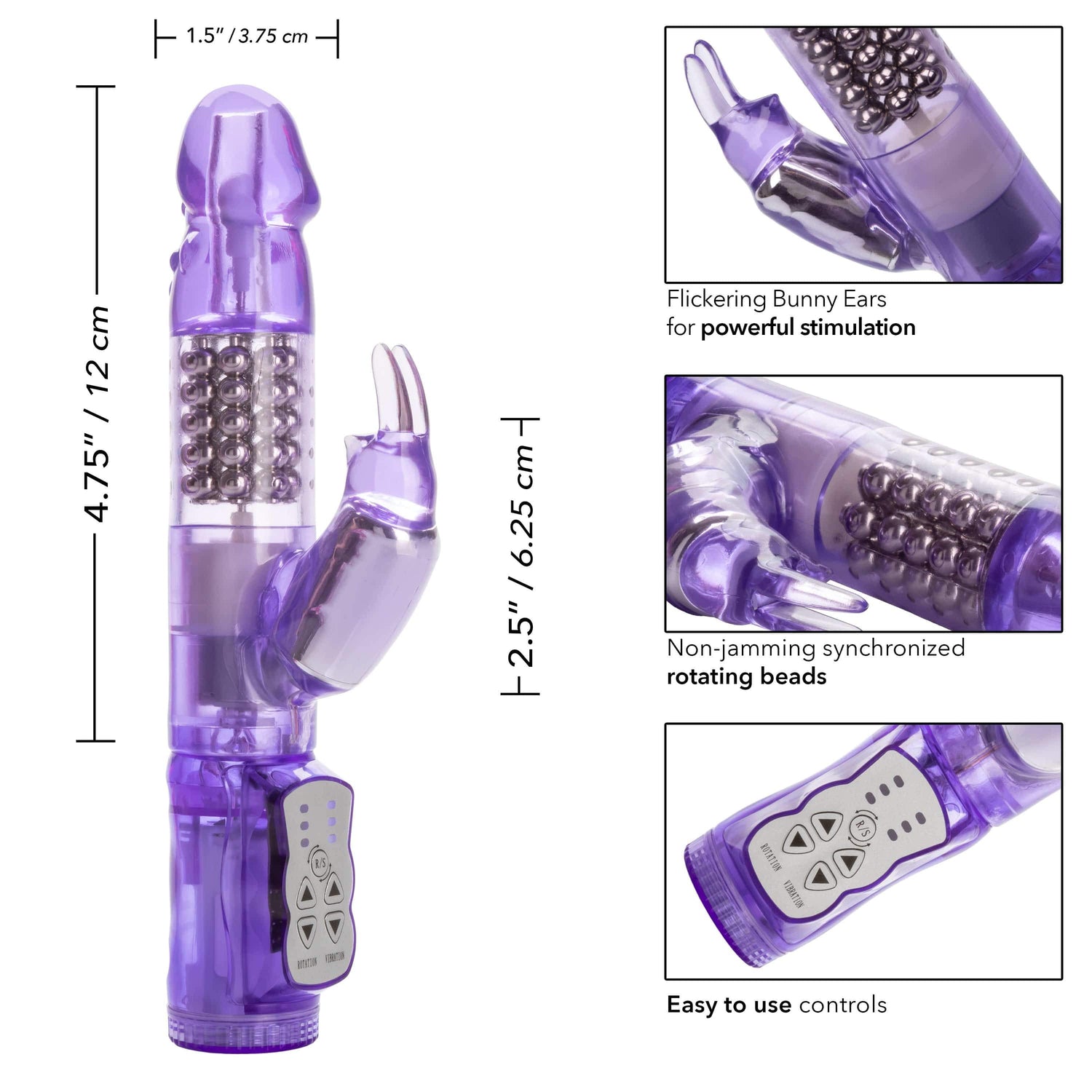 California Exotics - Jack Rabbit Waterproof 5 Rows Jack Rabbit Vibrator (Purple) CE1785 CherryAffairs
