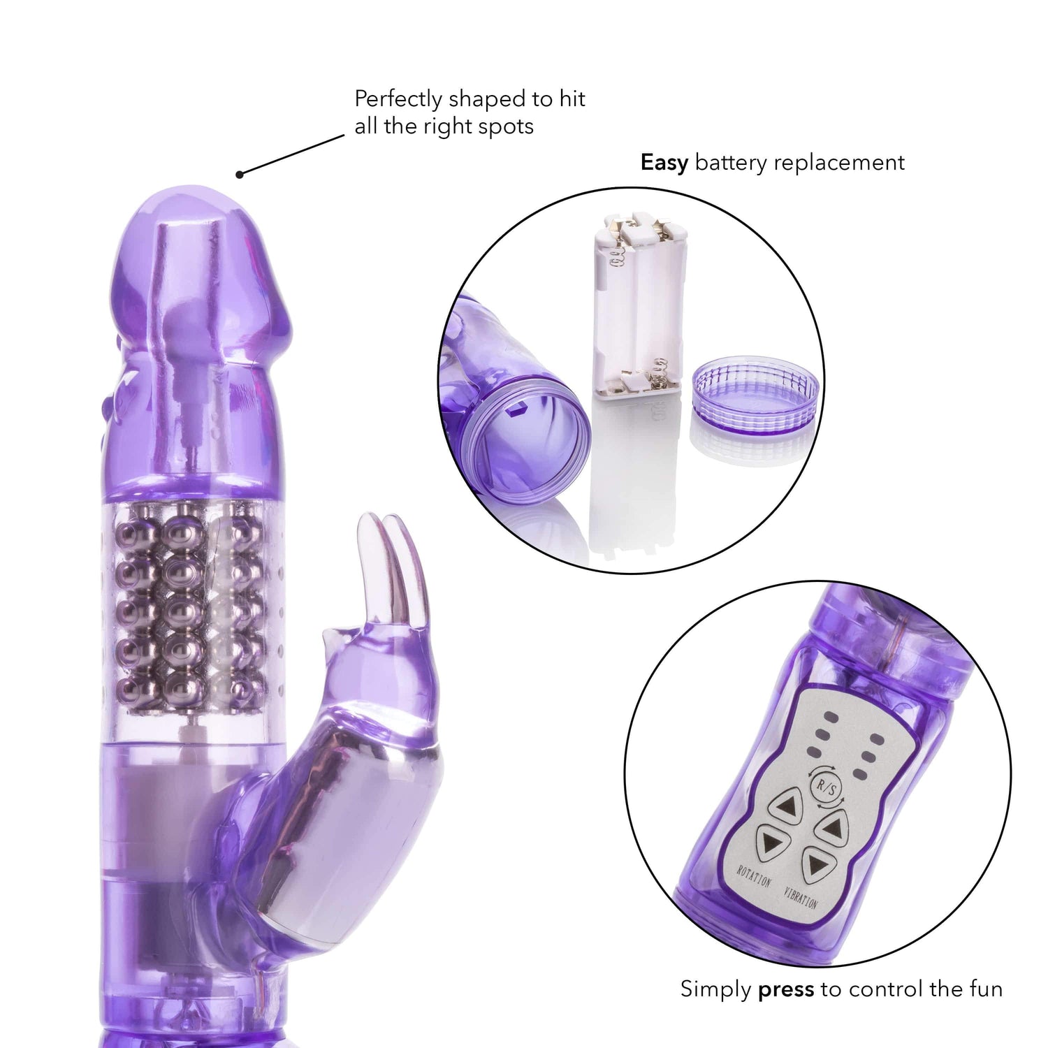 California Exotics - Jack Rabbit Waterproof 5 Rows Jack Rabbit Vibrator (Purple) CE1785 CherryAffairs
