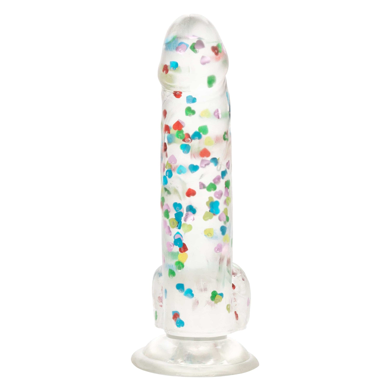 California Exotics - Naughty Bits I Love Dick Heart filled Dong Realistic Dildo with Balls 8" (Clear) CE1968 CherryAffairs