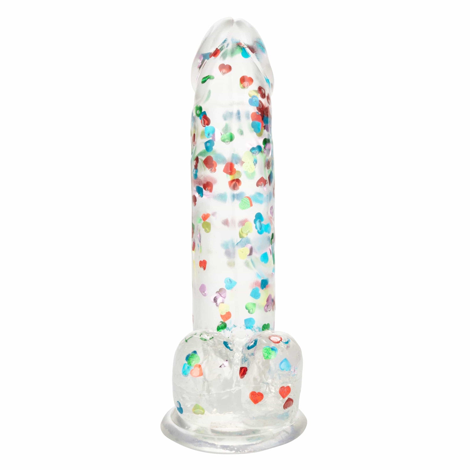 California Exotics - Naughty Bits I Love Dick Heart filled Dong Realistic Dildo with Balls 8" (Clear) CE1968 CherryAffairs