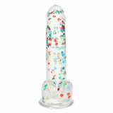 California Exotics - Naughty Bits I Love Dick Heart filled Dong Realistic Dildo with Balls 8" (Clear) CE1968 CherryAffairs