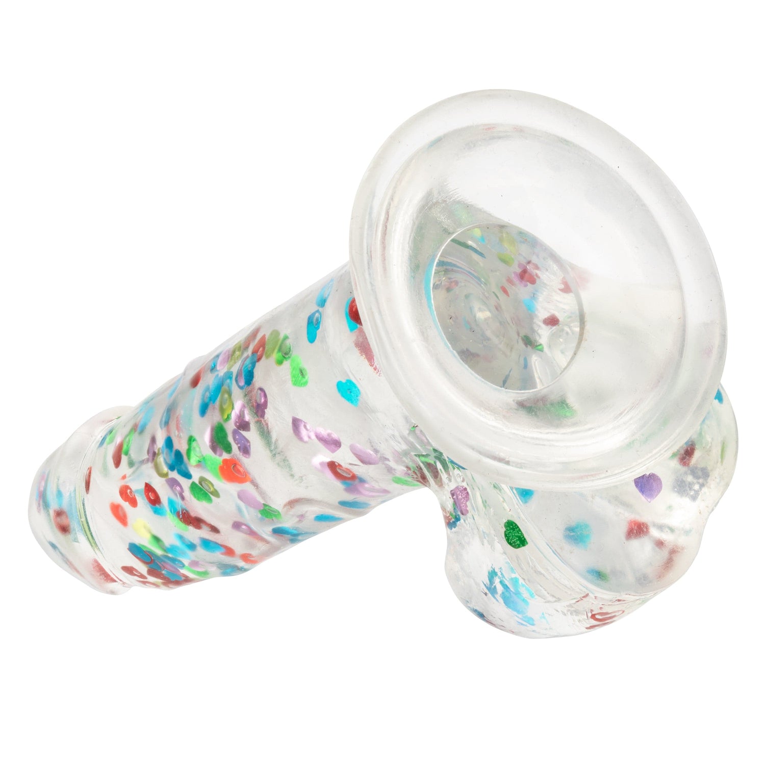 California Exotics - Naughty Bits I Love Dick Heart filled Dong Realistic Dildo with Balls 8" (Clear) CE1968 CherryAffairs