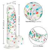 California Exotics - Naughty Bits I Love Dick Heart filled Dong Realistic Dildo with Balls 8" (Clear) CE1968 CherryAffairs