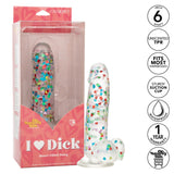 California Exotics - Naughty Bits I Love Dick Heart filled Dong Realistic Dildo with Balls 8" (Clear) CE1968 CherryAffairs
