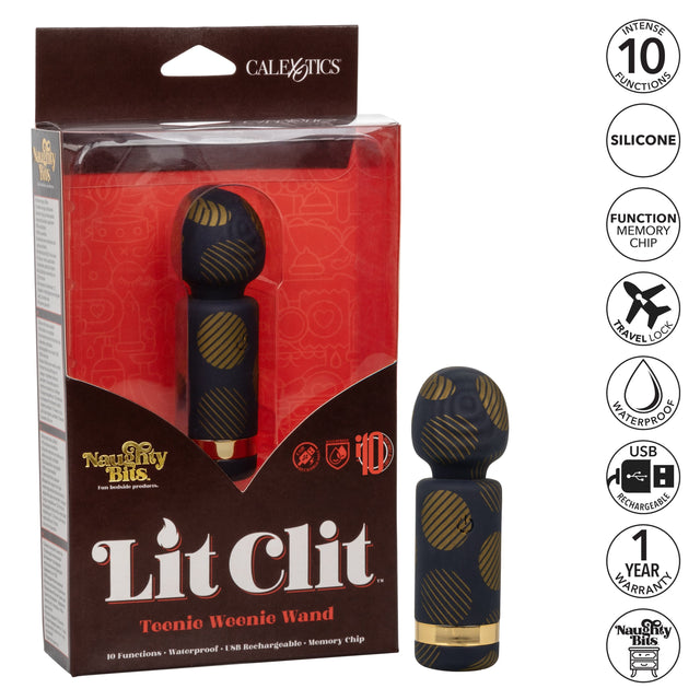 California Exotics - Naughty Bits Lit Clit Teenie Weenie Mini Wand Massager (Black) CE1952 CherryAffairs