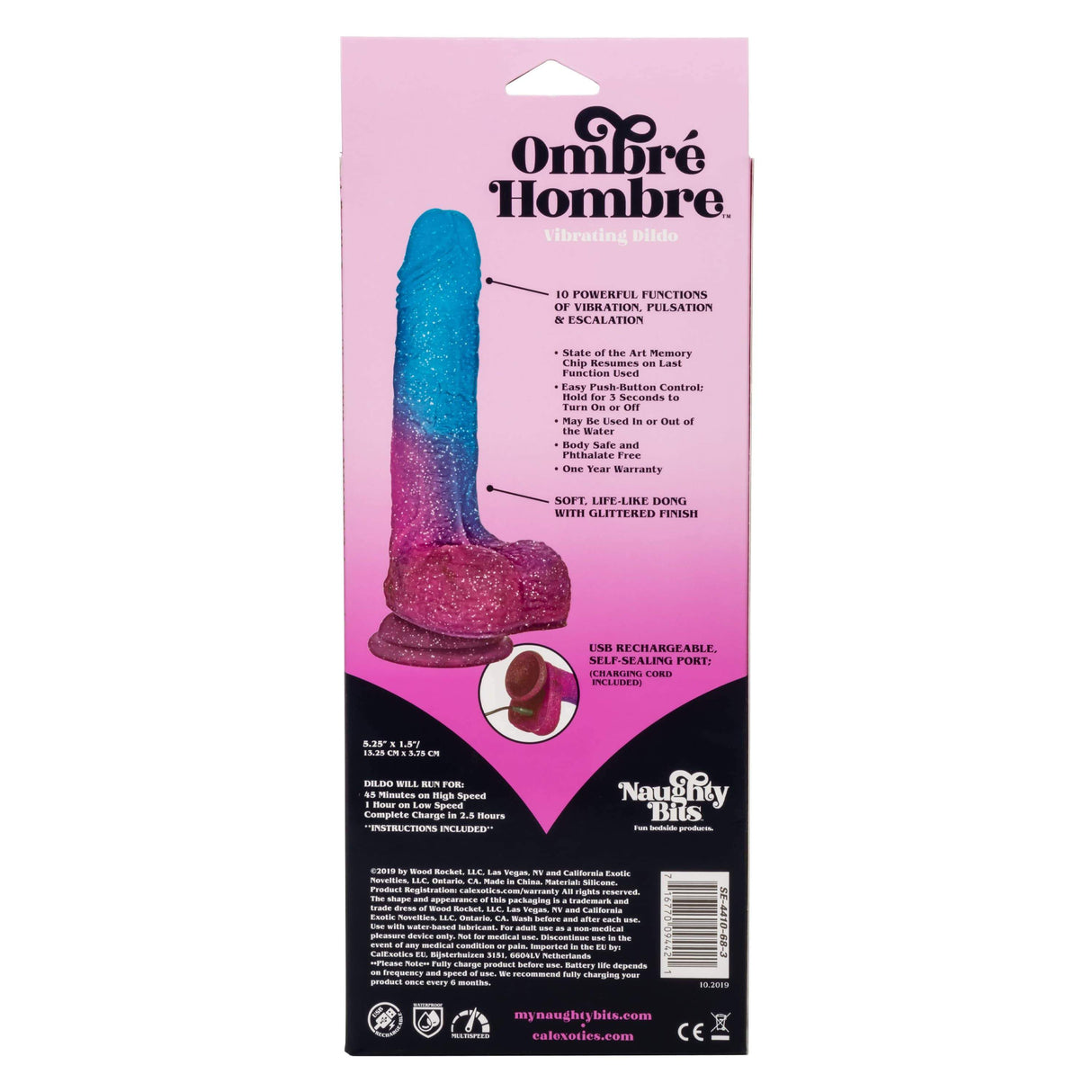 California Exotics - Naughty Bits Ombre Hombre Vibrating Dildo (Purple) CE1837 CherryAffairs