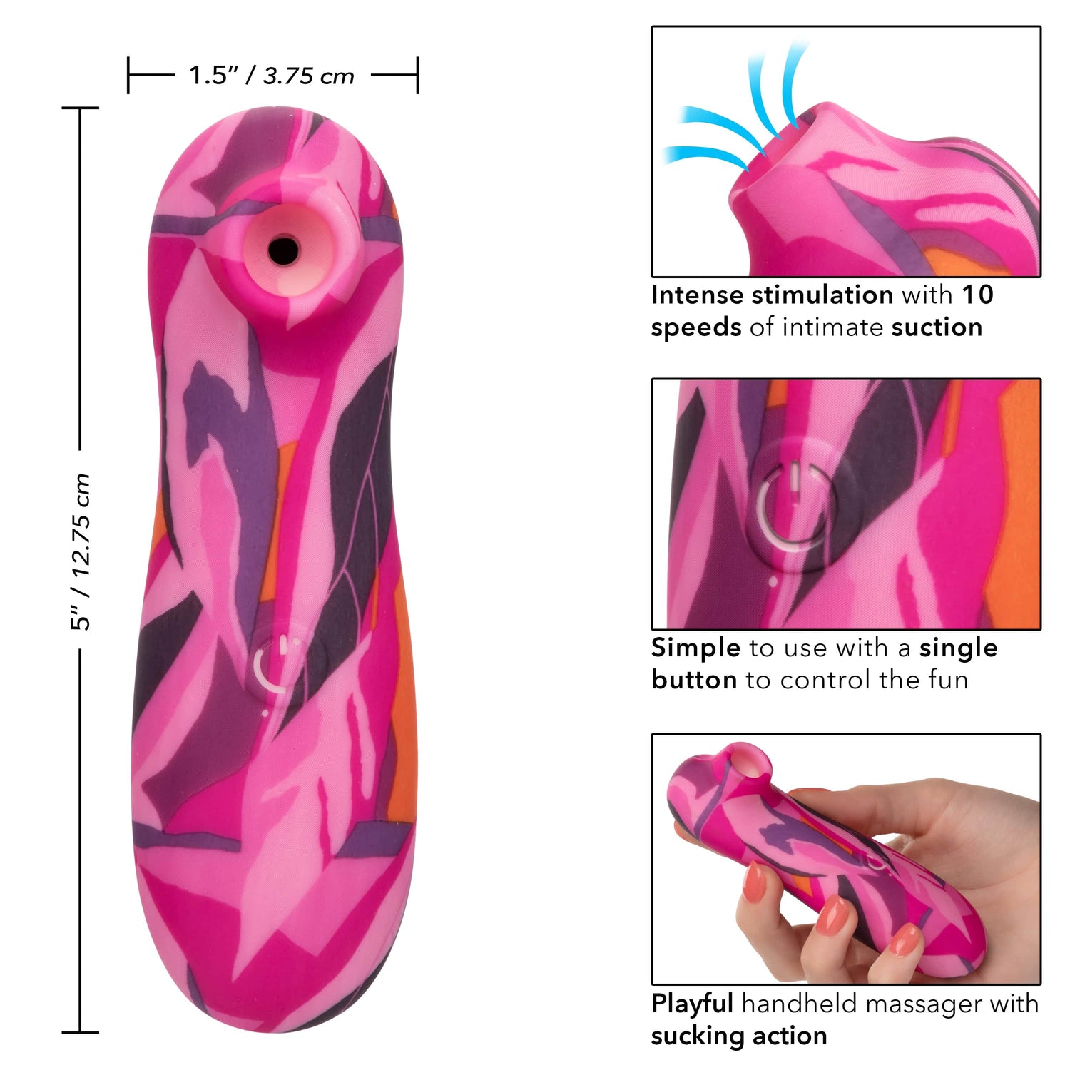 California Exotics - Naughty Bits Suck Buddy Playful Massager Clitoral Air Stimulator (Multi Colour) CE1982 CherryAffairs