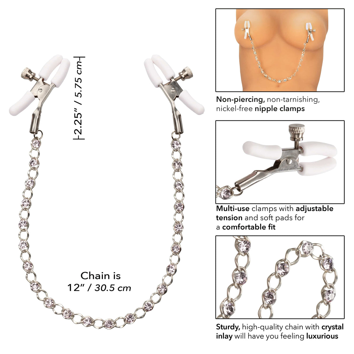 California Exotics - Nipple Play Crystal Chain Nipple Clamps CherryAffairs