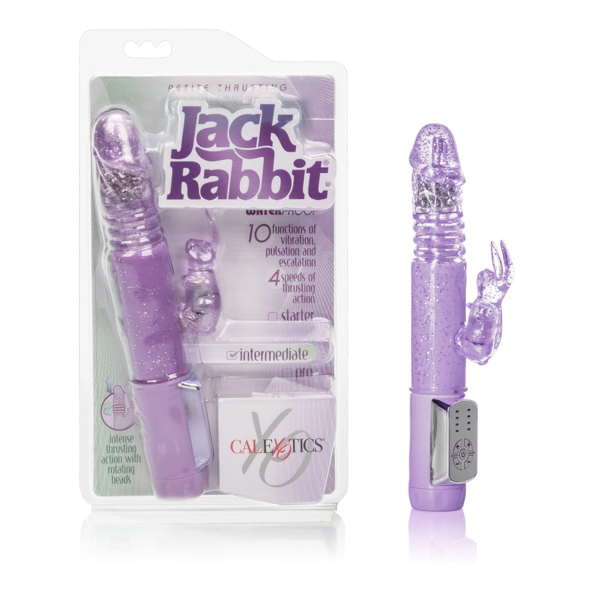 California Exotics - Petite Thrusting Jack Rabbit Intermediate Vibrator (Purple) CE1661 CherryAffairs