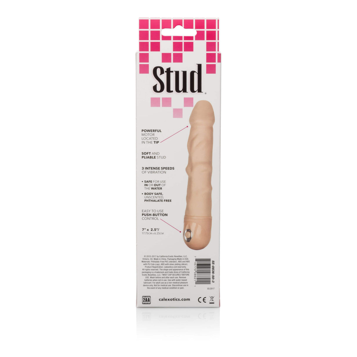 California Exotics - Power Stud Waterproof Rod Dildo Vibrator    Realistic Dildo w/o suction cup (Vibration) Non Rechargeable