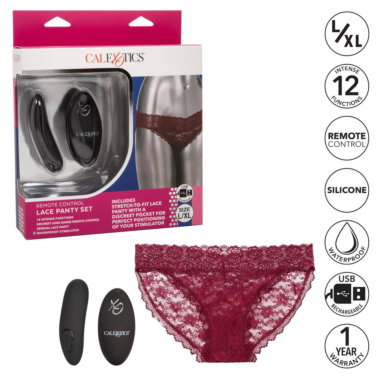 California Exotics - Remote Control Vibrating Lace Panty Set CherryAffairs