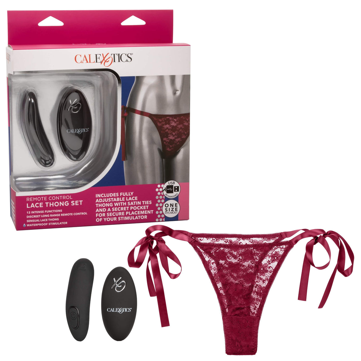 California Exotics - Remote Control Vibrating Lace Thong Set O/S CherryAffairs