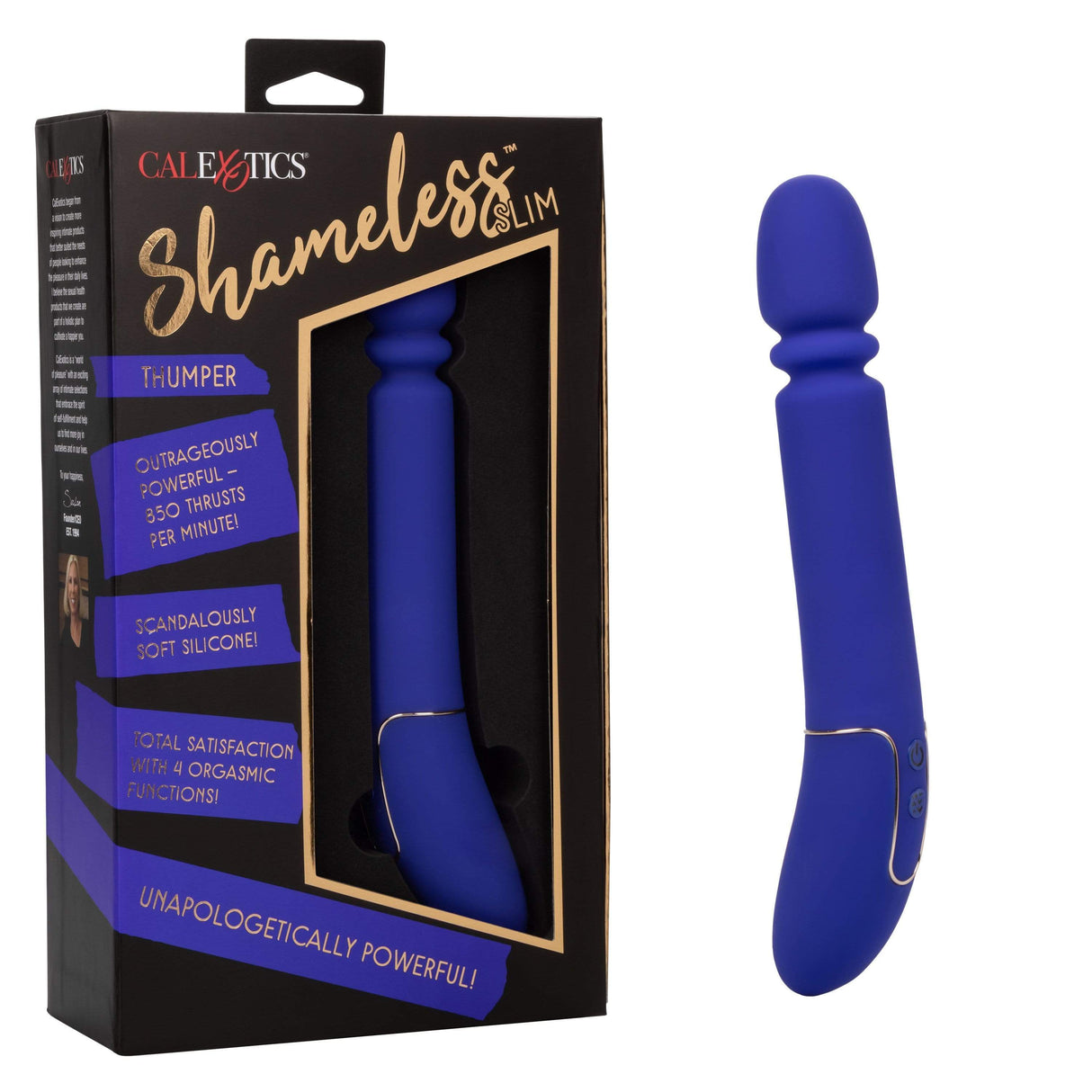 California Exotics - Shameless Slim Thumper Wand Massager (Blue)    Wand Massagers (Vibration) Rechargeable