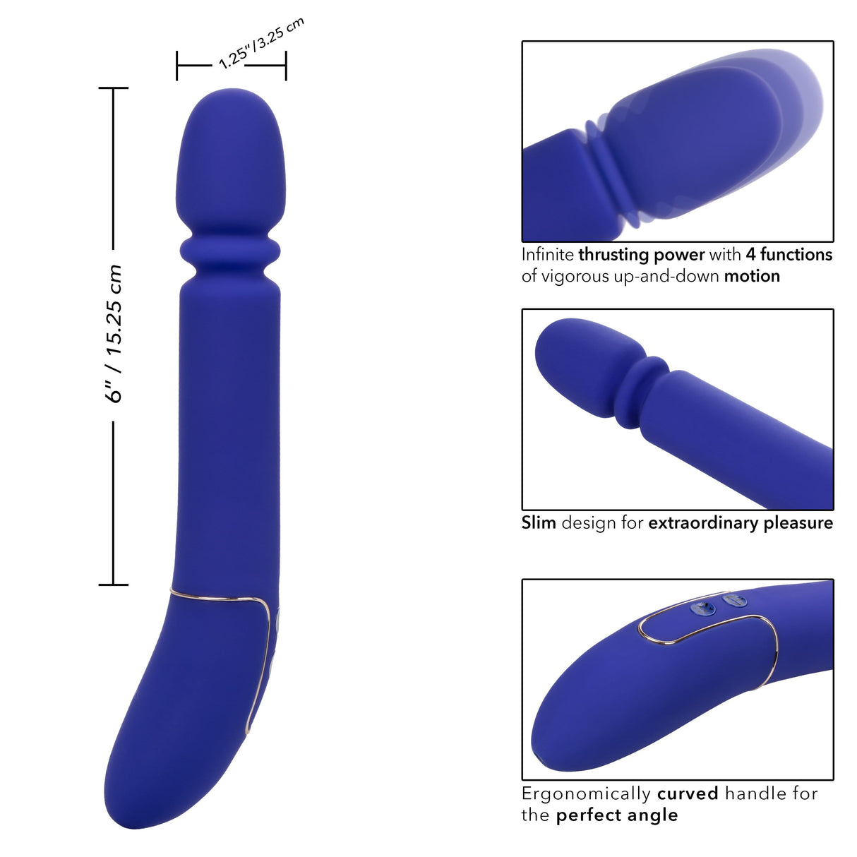 California Exotics - Shameless Slim Thumper Wand Massager (Blue) CE1886 CherryAffairs