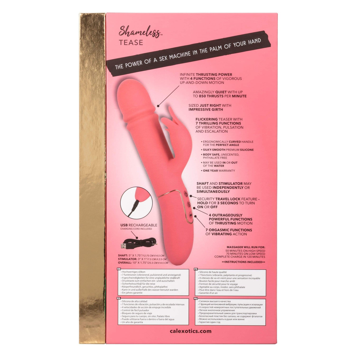 California Exotics - Shameless Tease Rabbit Vibrator (Pink) CE1863 CherryAffairs
