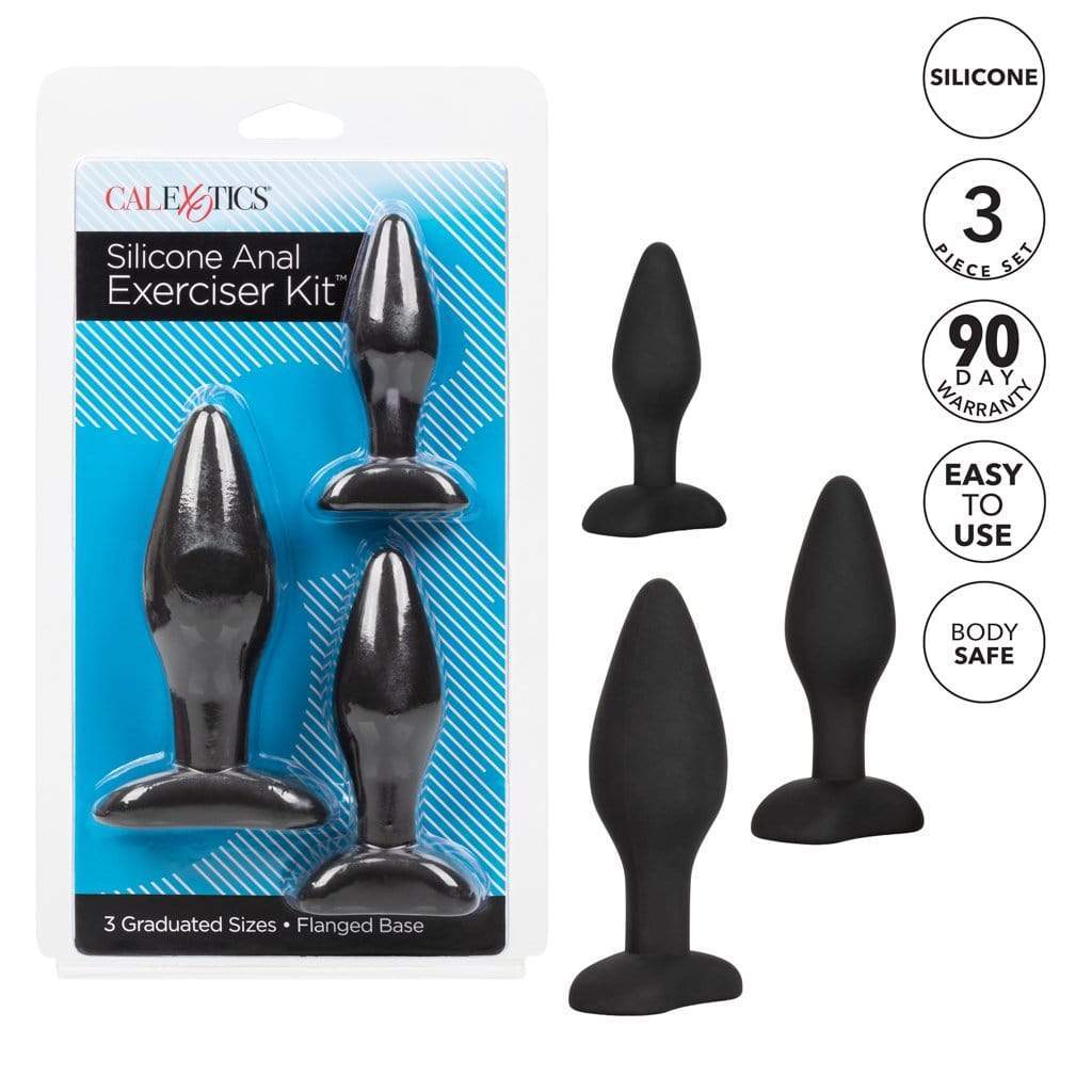 California Exotics - Silicone Flanged Based Anal Exerciser Kit (Black) CE1721 CherryAffairs