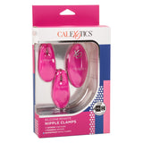 California Exotics - Silicone Remote Control Vibrating Nipple Clamps (Pink) CE1940 CherryAffairs