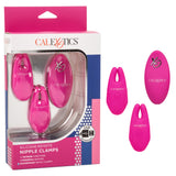 California Exotics - Silicone Remote Control Vibrating Nipple Clamps (Pink) CE1940 CherryAffairs