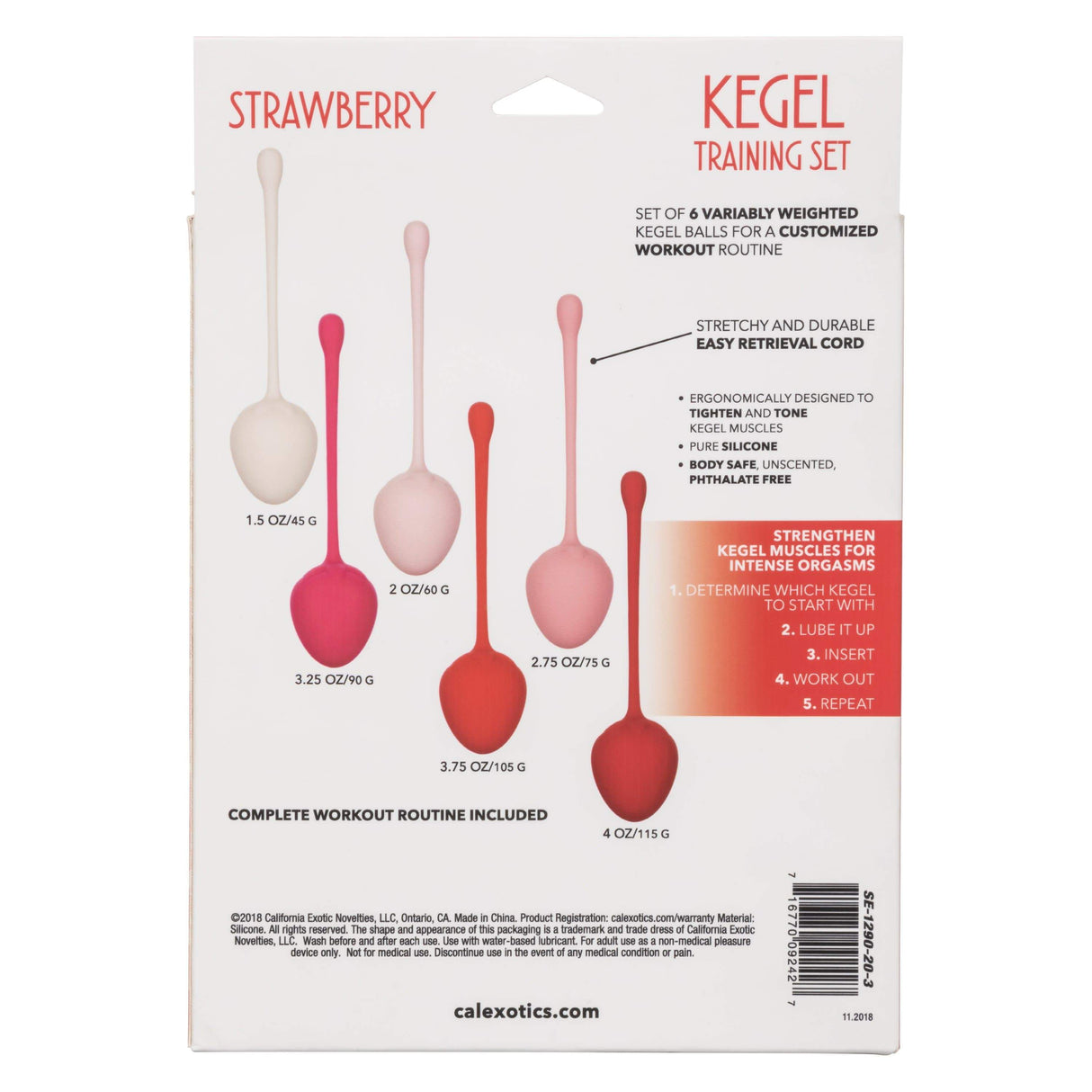 California Exotics - Strawberry Silicone Kegel Balls Training Set (Pink) CE1797 CherryAffairs