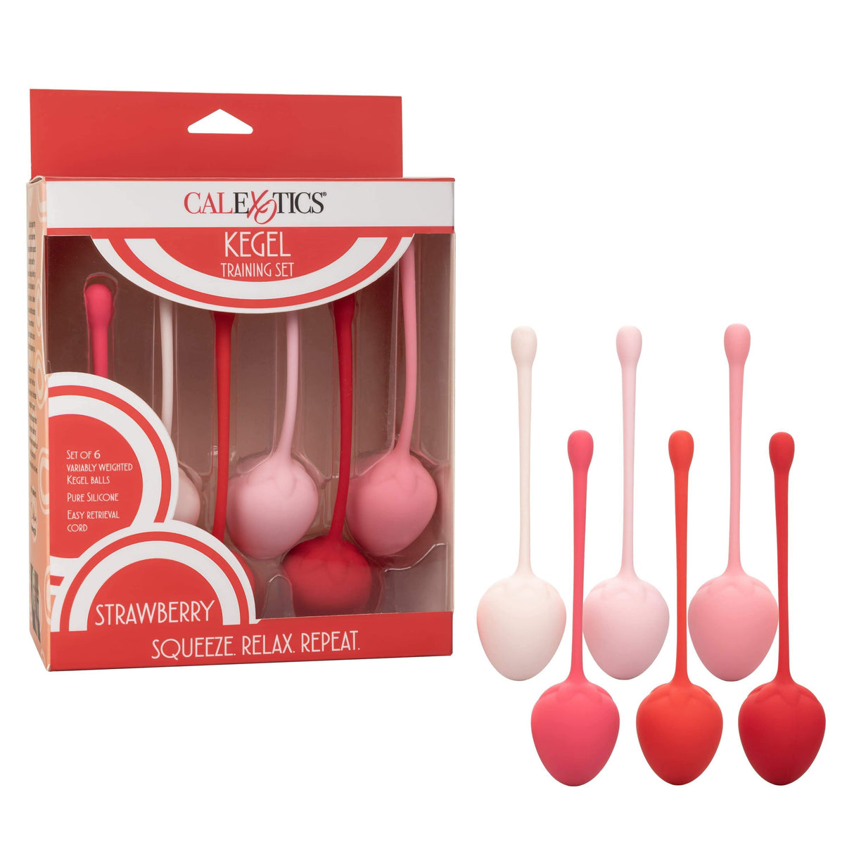 California Exotics - Strawberry Silicone Kegel Balls Training Set (Pink) CE1797 CherryAffairs