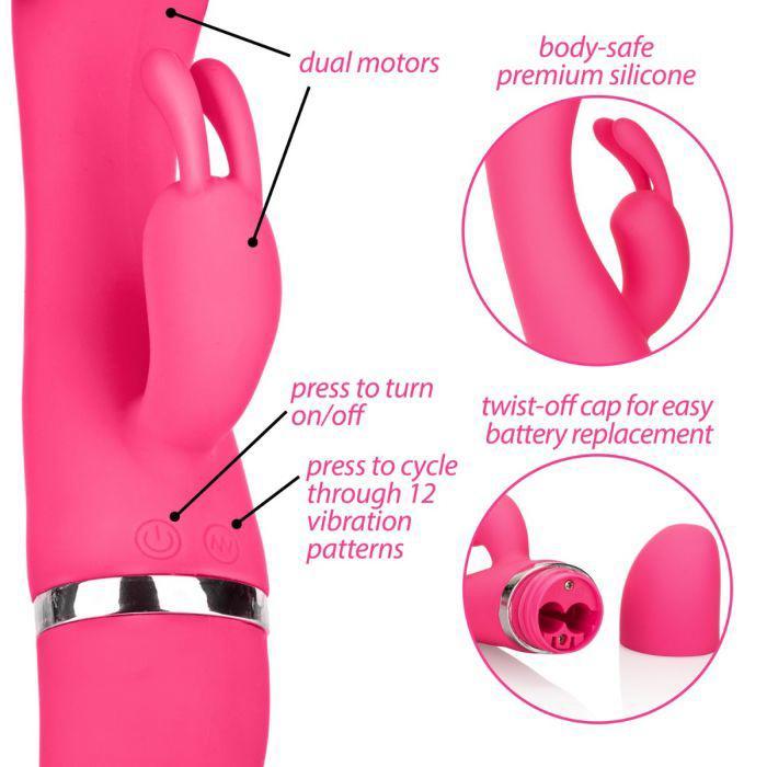 California Exotics - Utopia Bunny Massager (Pink) CE1351 CherryAffairs