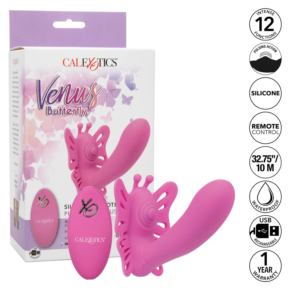 California Exotics - Venus Butterfly Silicone Remote Pulsating Venus G Spot Vibrator (Pink) CE1963 CherryAffairs