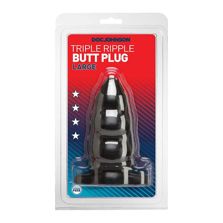 Doc Johnson - Classic Triple Ripple Butt Plug Large (Black) DJ1180 CherryAffairs