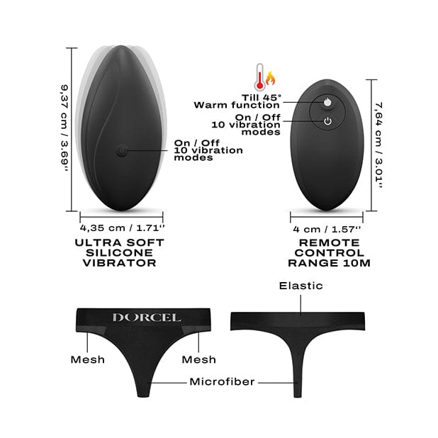Dorcel - Discreet Warming Panty Vibrator with Panty Small (Black) DC1025 CherryAffairs
