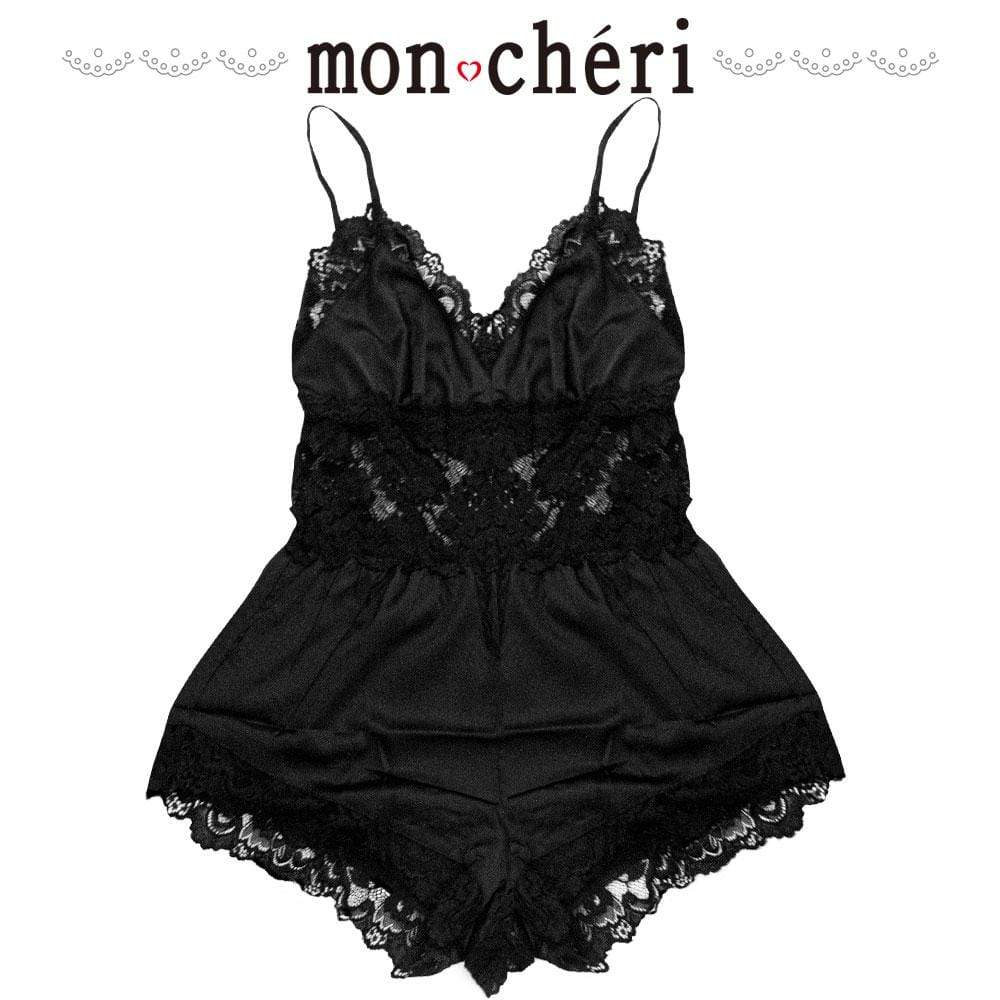 Enjoy Toys - Mon Cheri Room Wear Mor0008 Romper Chemise (Black) ENT1004 CherryAffairs