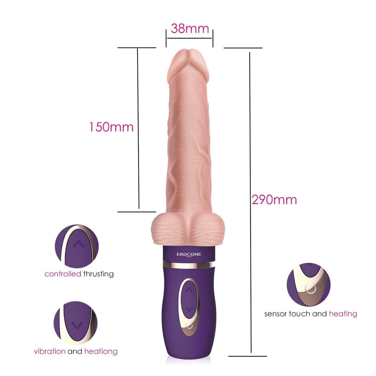 Erocome - Bootes Thrust Heat Realistic Dildo Vibrator (Beige) ERC1013 CherryAffairs