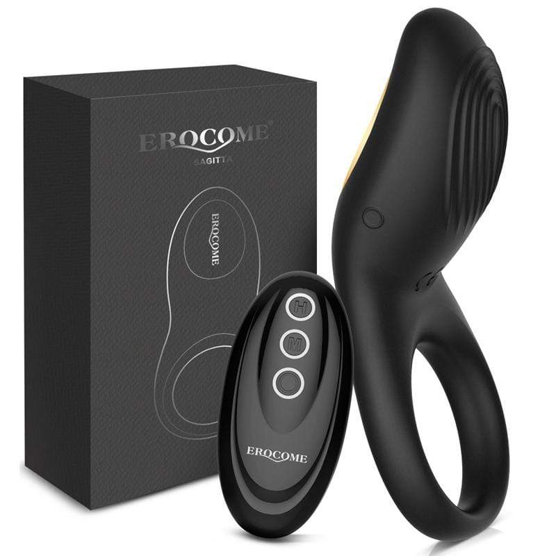 Erocome - Sagitta Remote Control Rechargeable Silicone Cock Ring (Black)    Remote Control Cock Ring (Vibration) Rechargeable